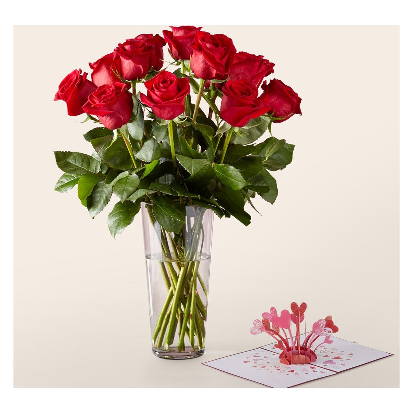Long Stem Red Rose Bouquet & Lovepop® Pop-Up Card
