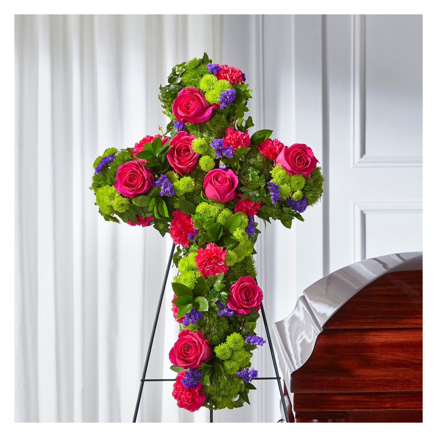 Tribute Rose Floral Cross flower arrangement