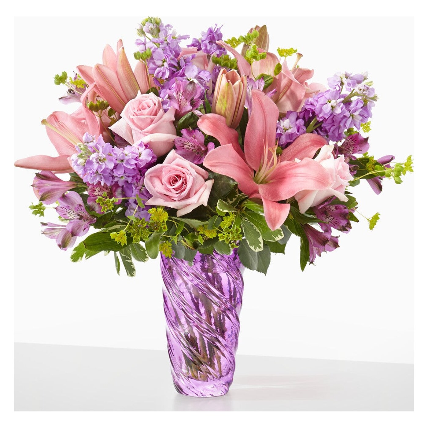 Precious Petals Bouquet with Luxe Swirl Vase