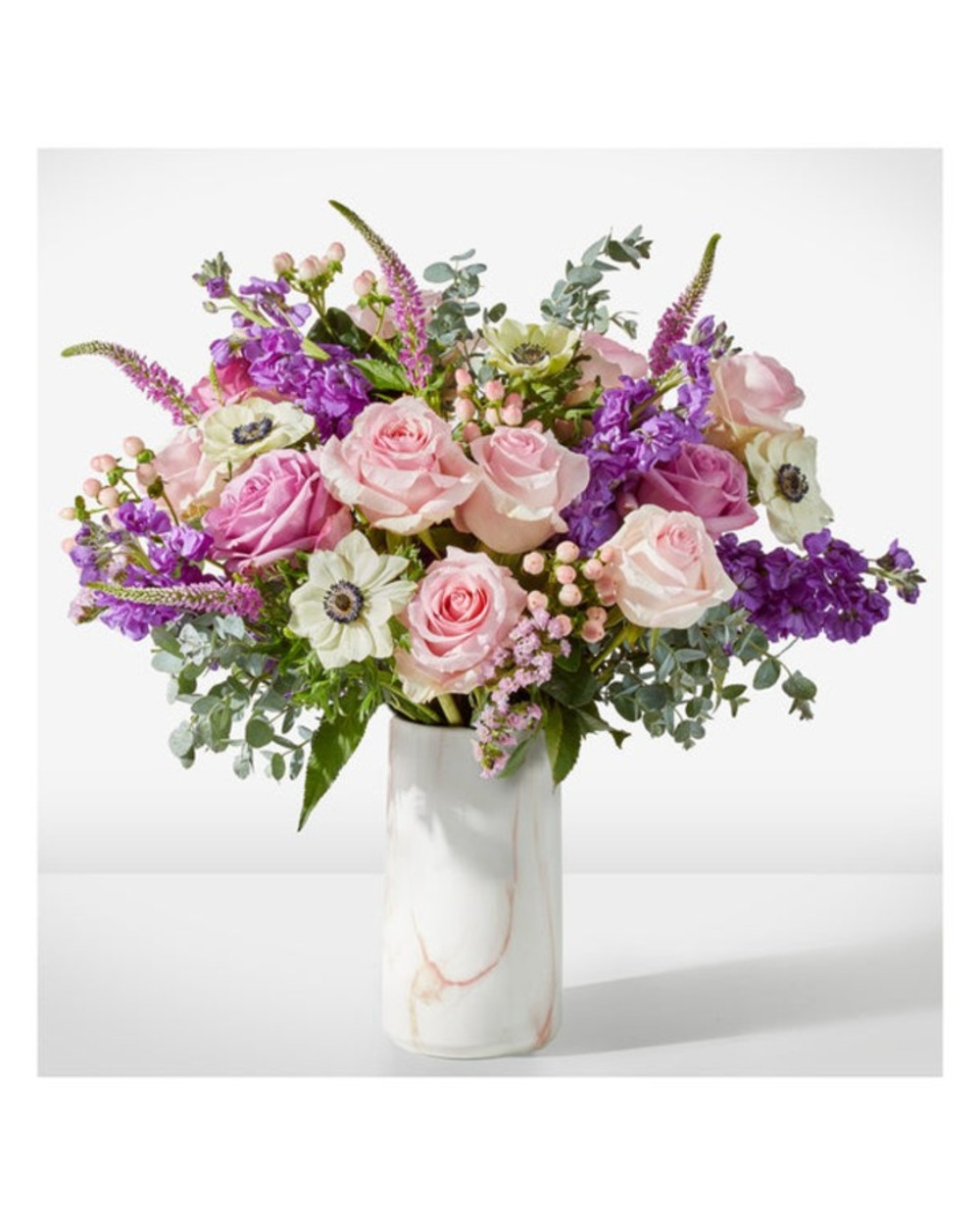 Cup of Tea Bouquet - Deluxe with Pink Marble Vase
