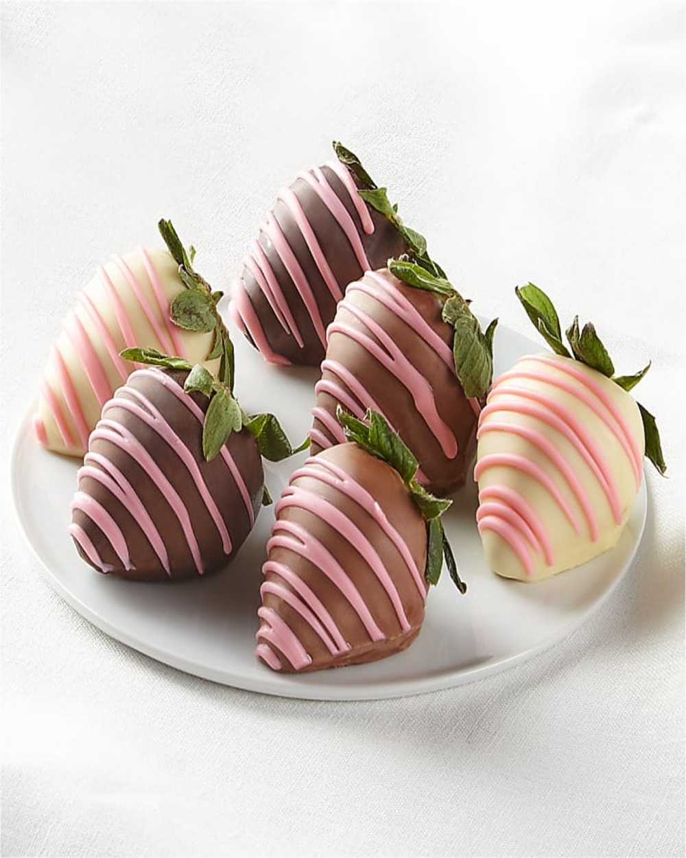 Elegant Pink Belgian Chocolate Dipped Strawberries - 6pc