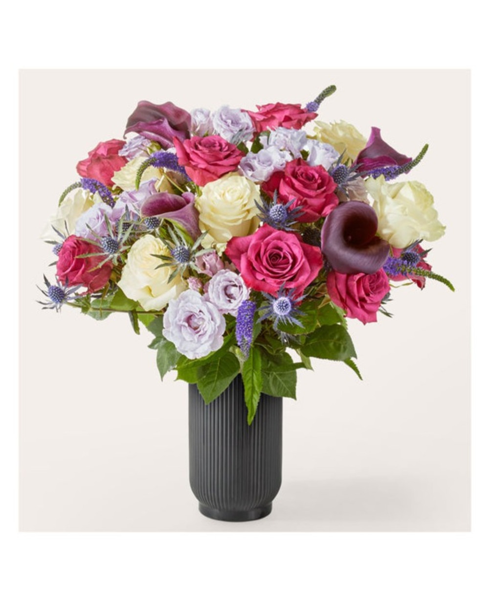 Garden Goddess Bouquet - Deluxe with Black Fluted Vase
