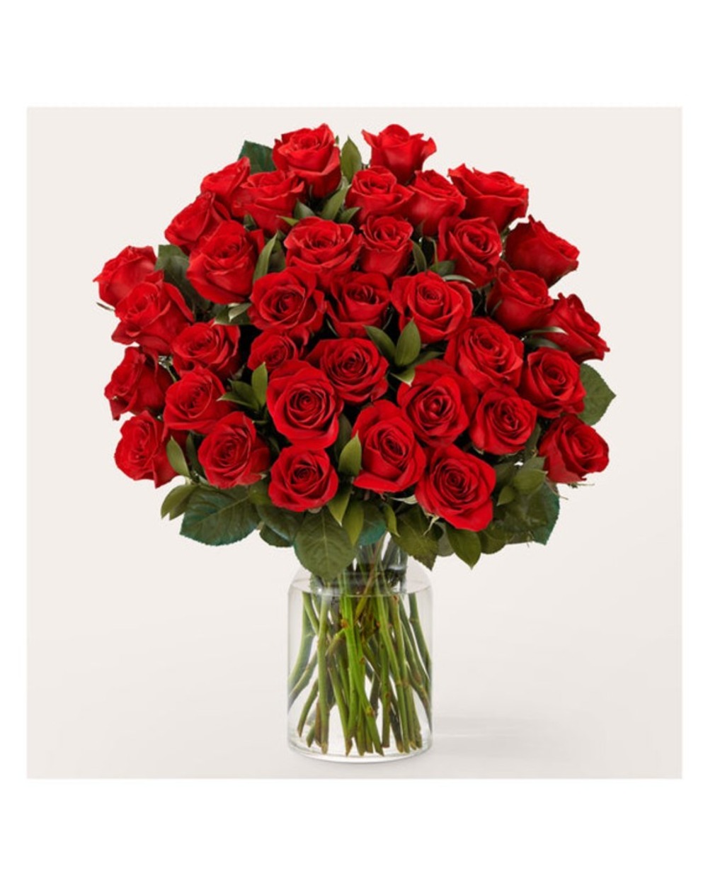 Red Rose Bouquet - 36 Roses with Glass Vase